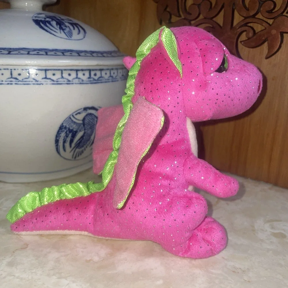 2016 Ty‎ Darla Dragon Sparkle Eyes Foil Wings Neon Pink & Green 6